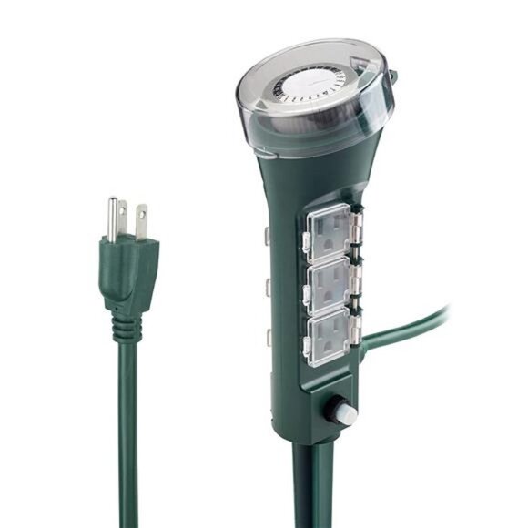 Outdoor Power Strip with Mechanical Timer and 6 Grounded Outlets - 6ft - Picture 2 of 6